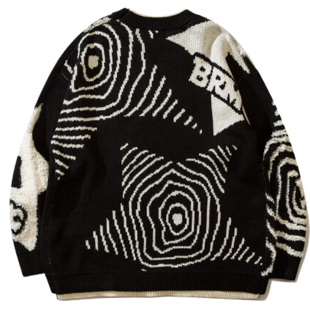 KNIT BLACK WHOLE CREWNECK