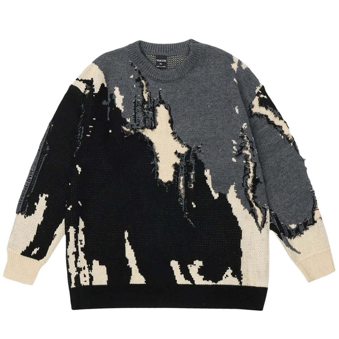Ripped Pattern 500gsm Sweater LIMITED